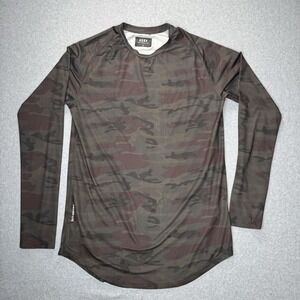 ASRV Shirt Mens Large Brown Camo Long Sleeve Training Performance Gym Stretch